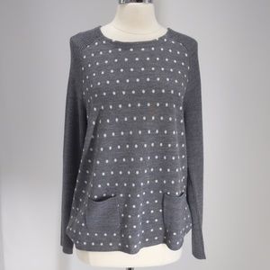 Loft gray w white polka dot pullover-sz S